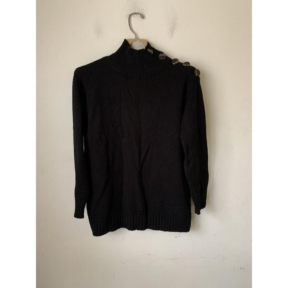 Anthropologie Womens Sweater XS Black‎ Luxury Minimal Fall Timeless Classic Mock